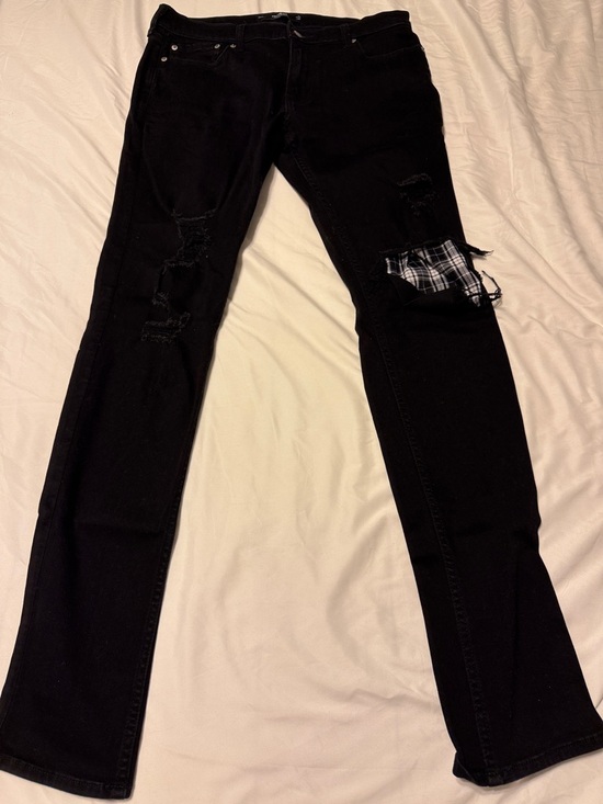 Hollister Other - Hollister Black Skinny Jeans with Plaid Knee Patch